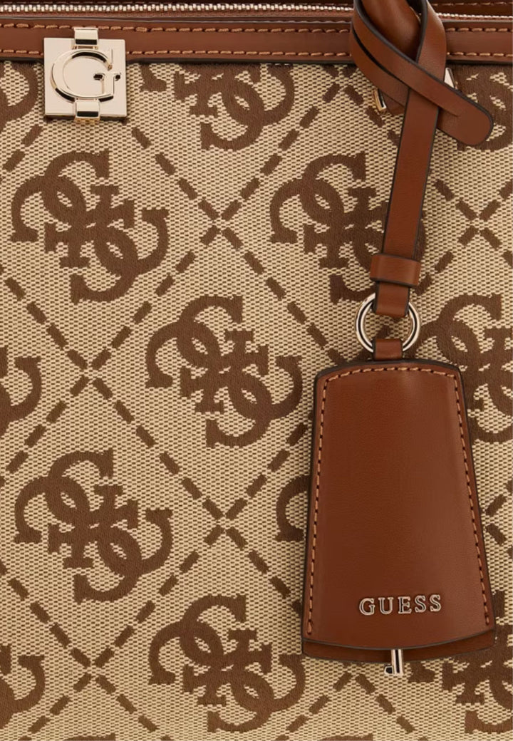 Mala de mão Guess Audrey Monogramme Logótipo Latte
