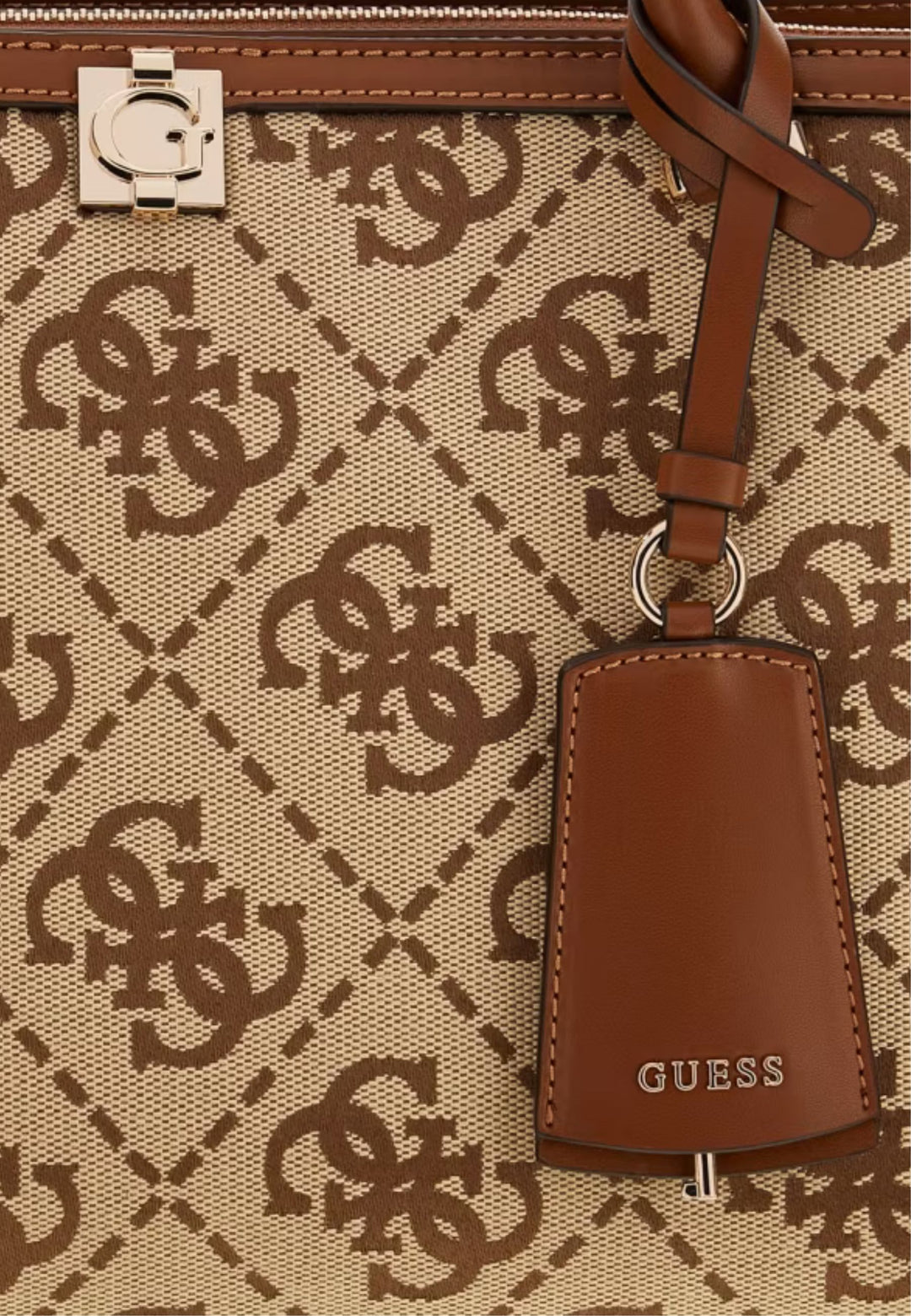 Mala de mão Guess Audrey Monogramme Logótipo Latte