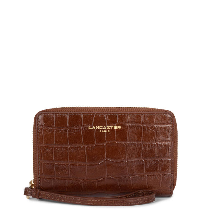 Lancaster zip-around wallet Exotic Croco 124-12 Chestnut