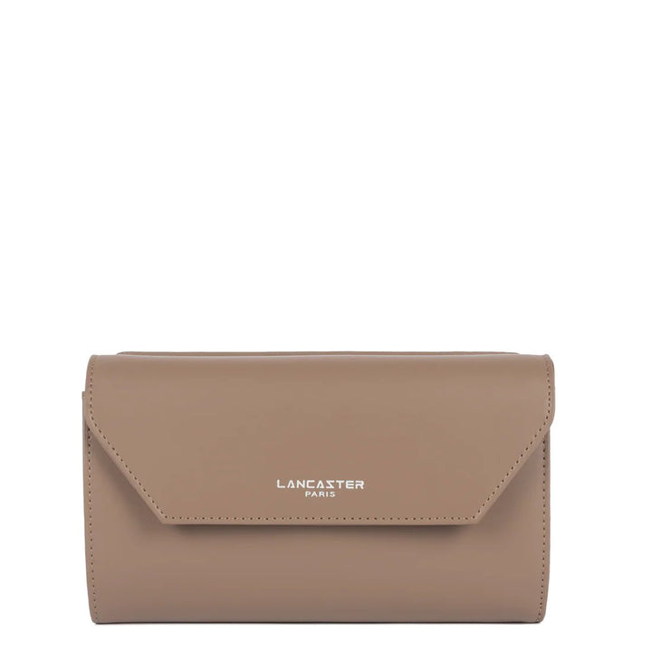 Lancaster cartera de doble faz con solapa y cierre a presión, piel lisa 137-04 avellana