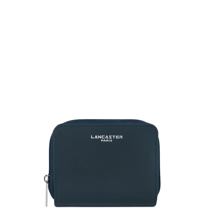 Lancaster Portefeuille dos à dos Zippé autour Smooth 137-17 Bleu Foncé - Ecru