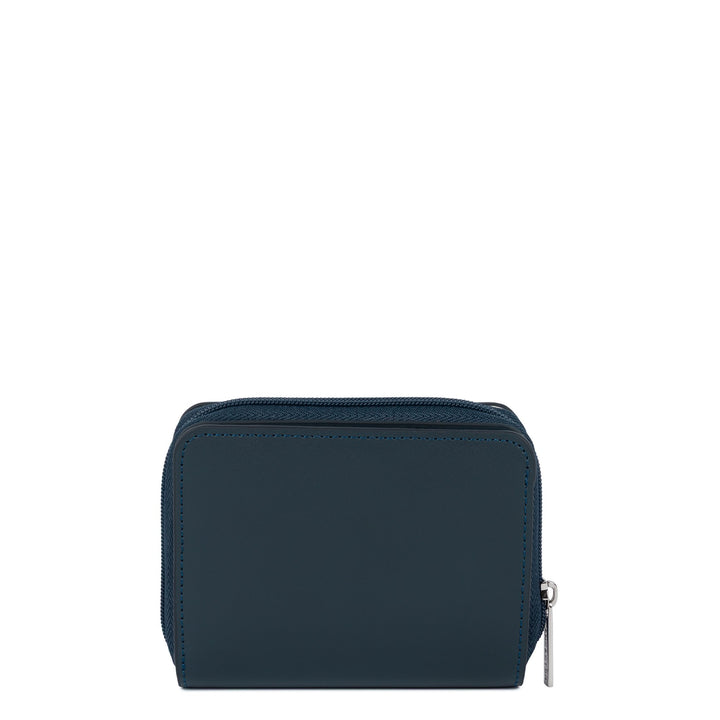 Lancaster Portefeuille dos à dos Zippé autour Smooth 137-17 Bleu Foncé - Ecru