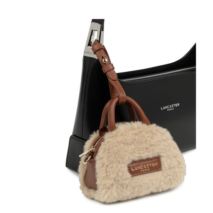 Lancaster Small Zippered Nano Fluffy Handbag ps25 177 Cognac
