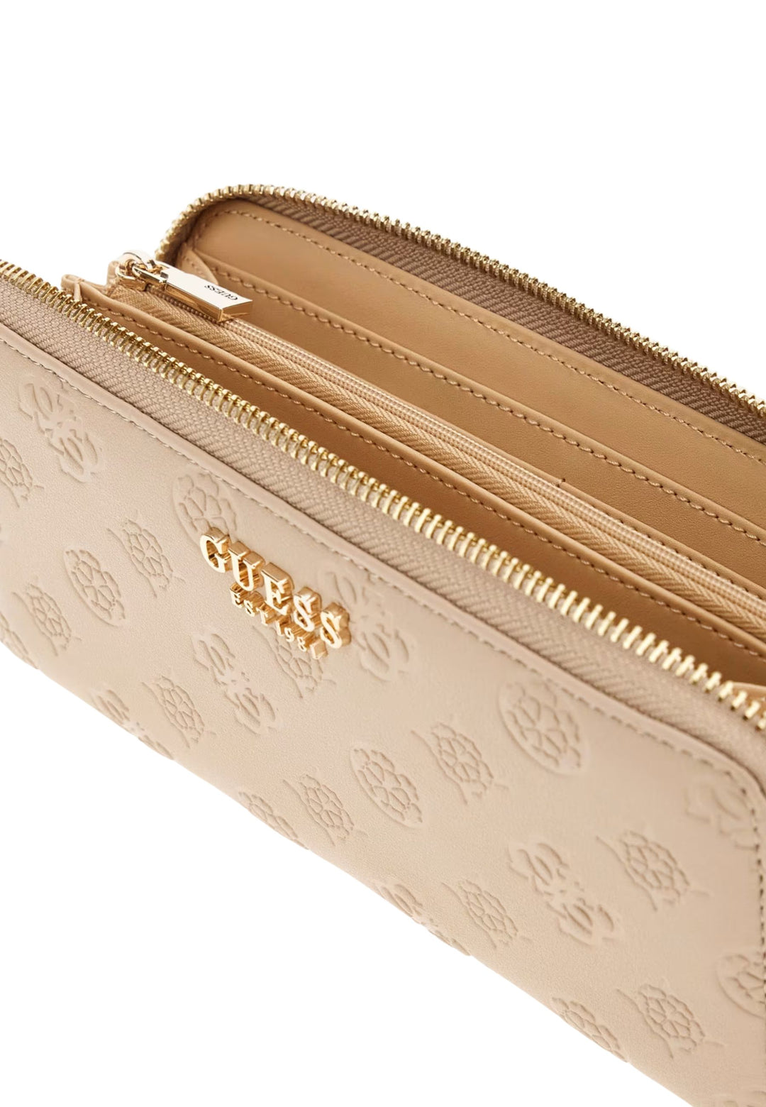 Guess Compagnon / Lompakko Zarela Slg Large Zip Simply Taupe Logo PD9665146