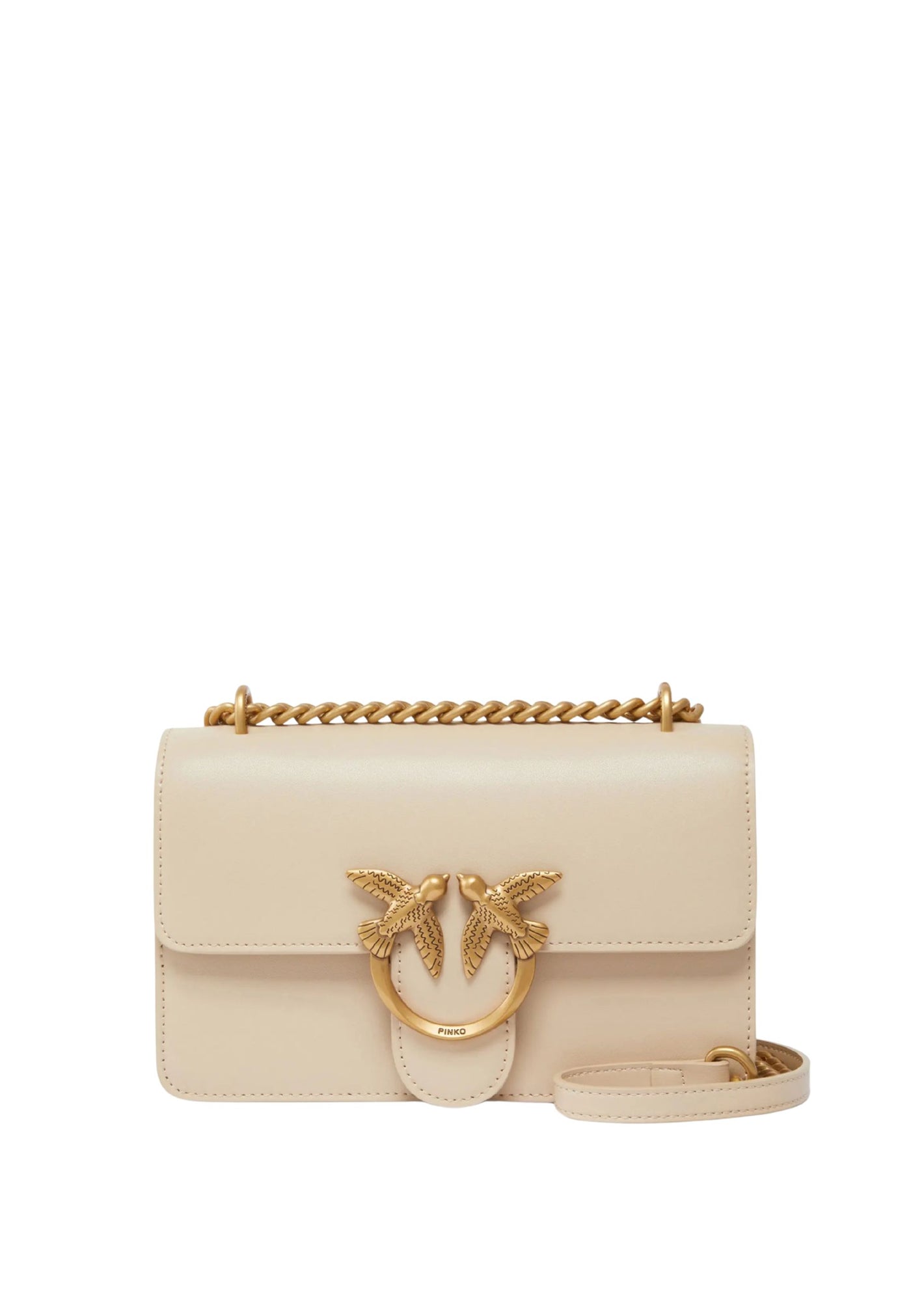 Pinko Love One Mini Flap Bag Dc Vitello Seta Beige A0F1C50Q