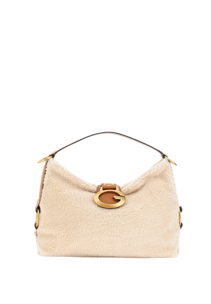 Guess Sak Samia mat Klapp-Schëllerbeutel Natur/Cognac WB930818