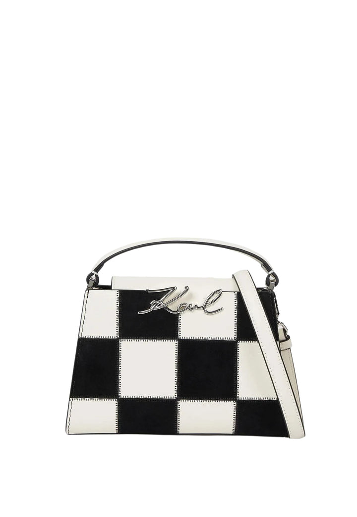 Karl Lagerfeld Sac Bandoulière Signature Damier Cuir Noir & Blanc