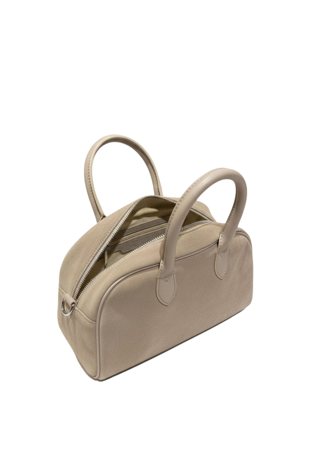 Lancaster Sac à main bowling Zippé M Suède 480-085 Galet Fonce