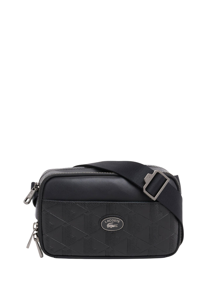 Lacoste Monogram Leather Shoulder Bag NH5264MR Black