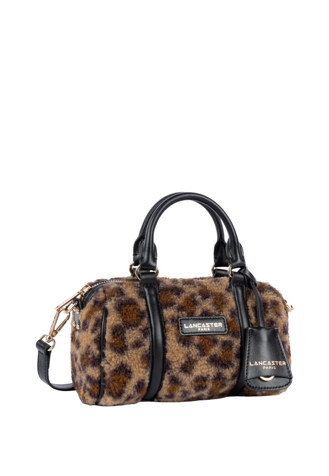 Lancaster Borsa a cilindro con zip Moumoute 518-053 Nero - Leopardo