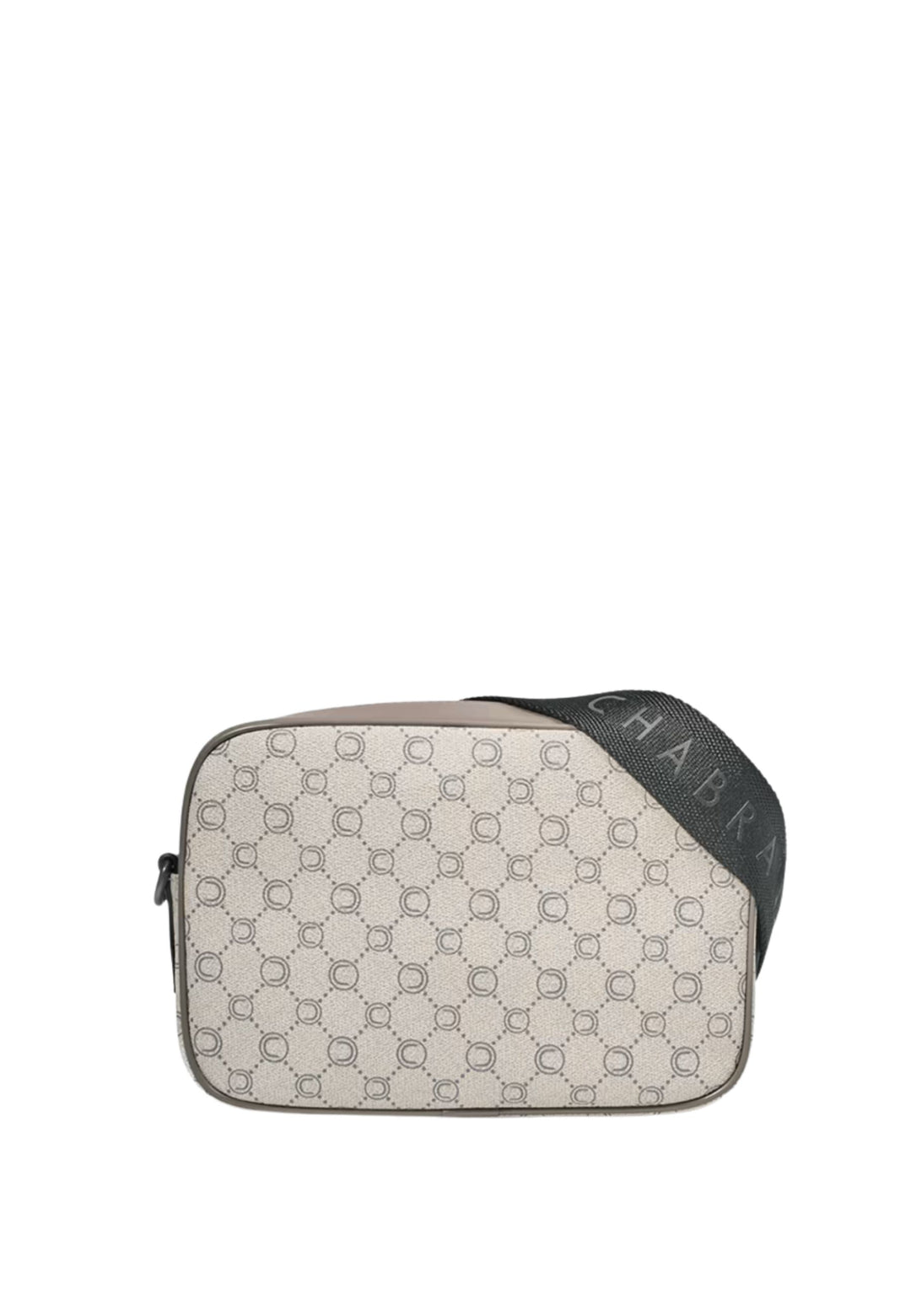 Chabrand Sacoche en toile enduite garnie cuir Ecru Gris