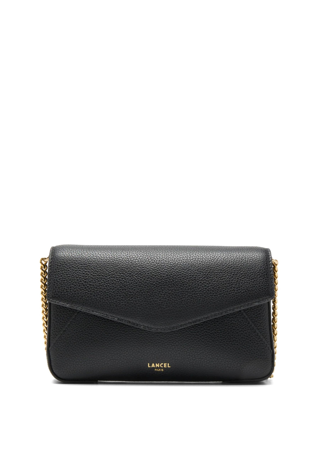 Lancel Enveloppe Pochette Chaîne Porte-Cartes Amovible Cuir Noir