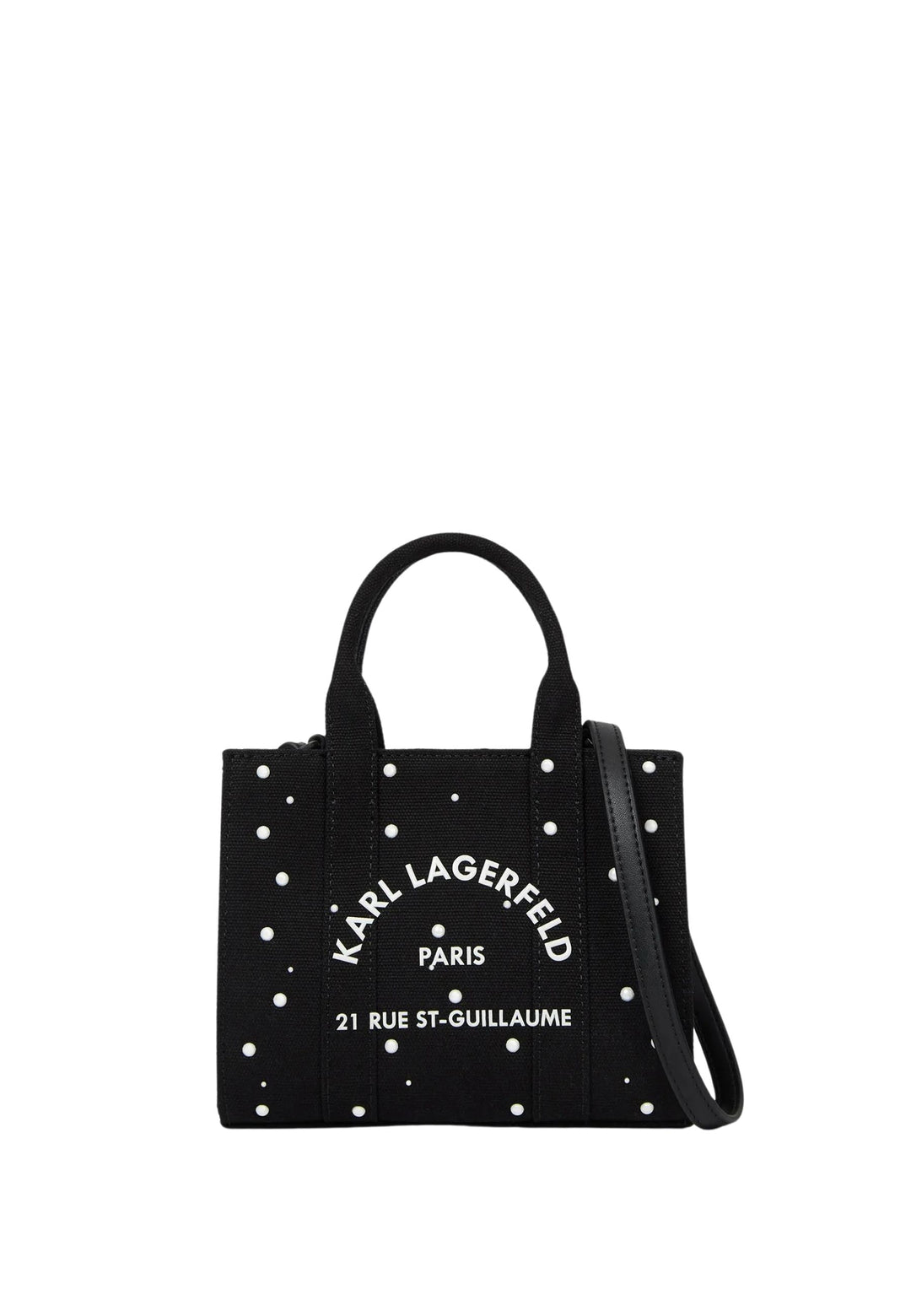 Karl Lagerfeld Cabas Carré Perles Mini Coton Noir