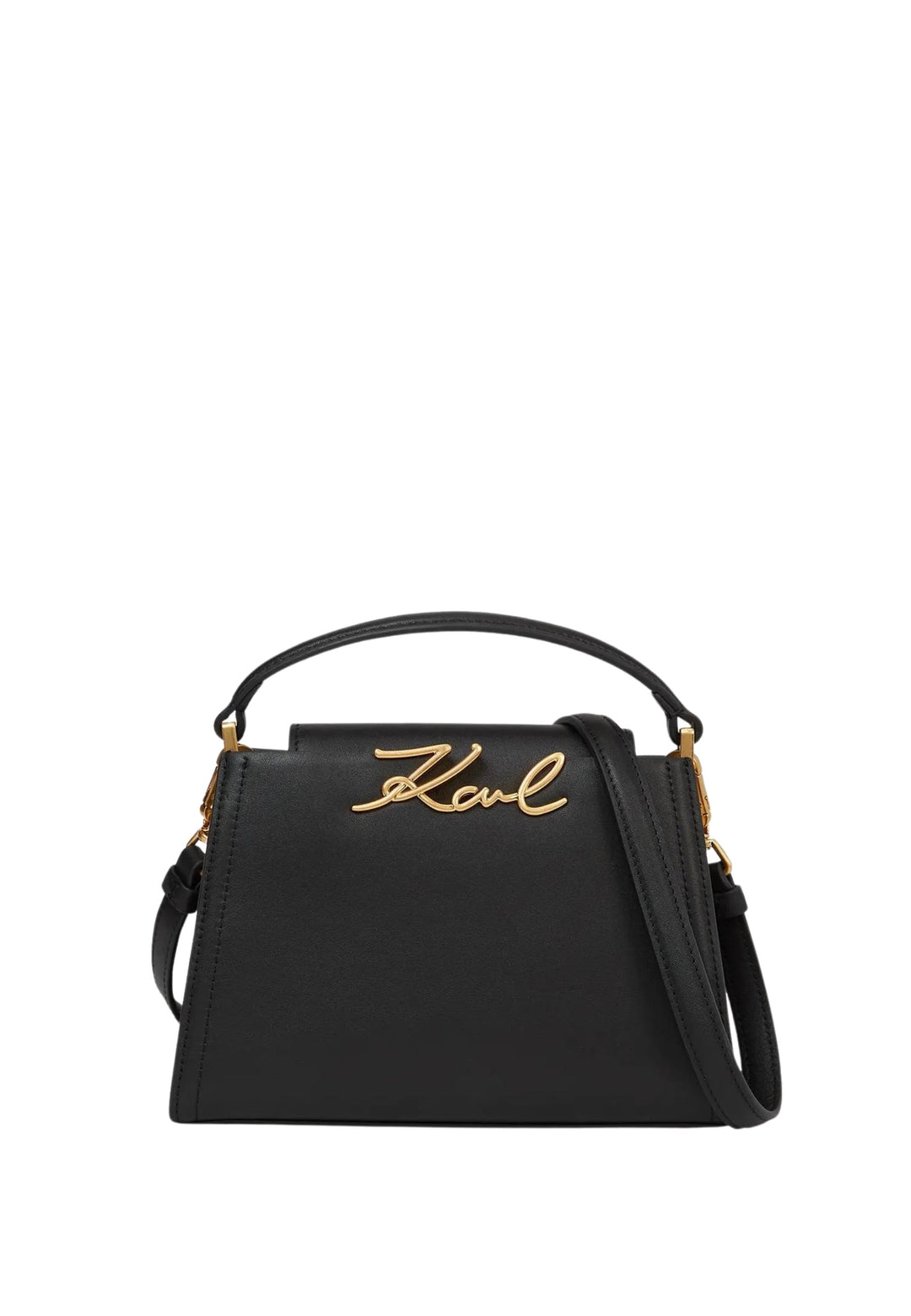 Karl Lagerfeld Sac Bandoulière Signature Mini Cuir Noir & Or