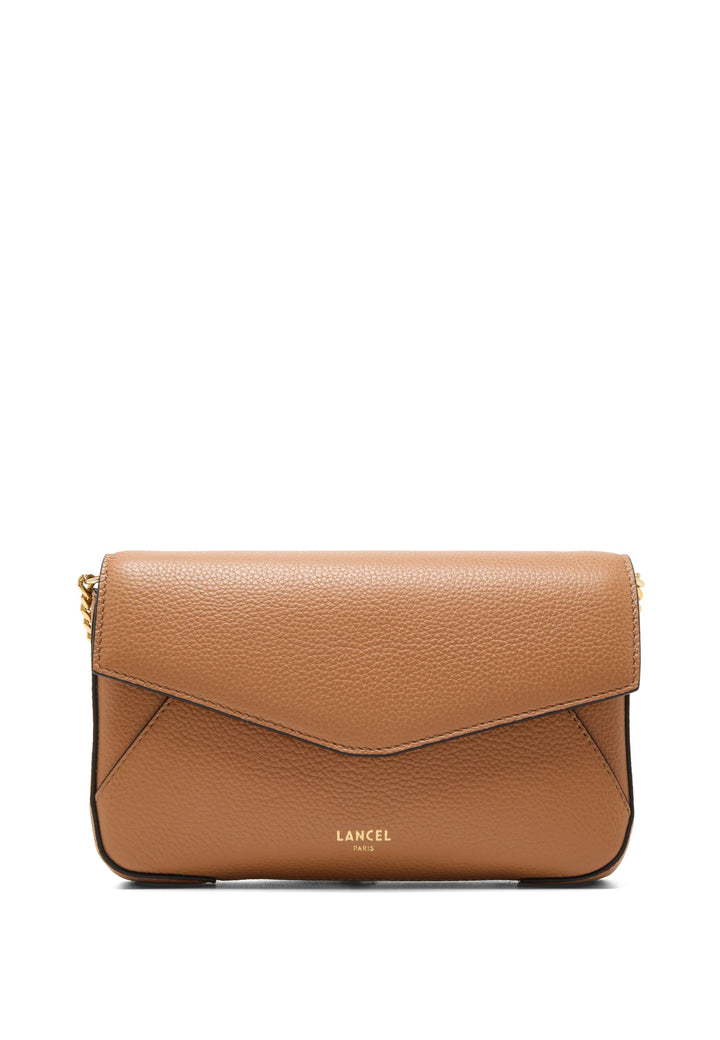 Lancel Enveloppe Pochette Chaîne Porte-Cartes Amovible Cuir Camel