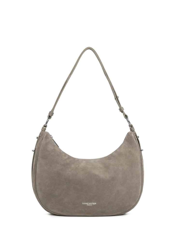 Lancaster Sac besace Zippé L Suède 480-082 Galet Fonce