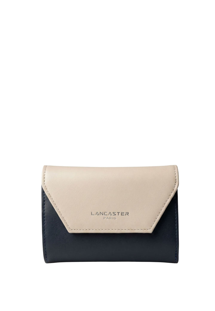Lancaster Wallet back-to-back with flap and snap Smooth 137-02 Dark Blue - Ecru