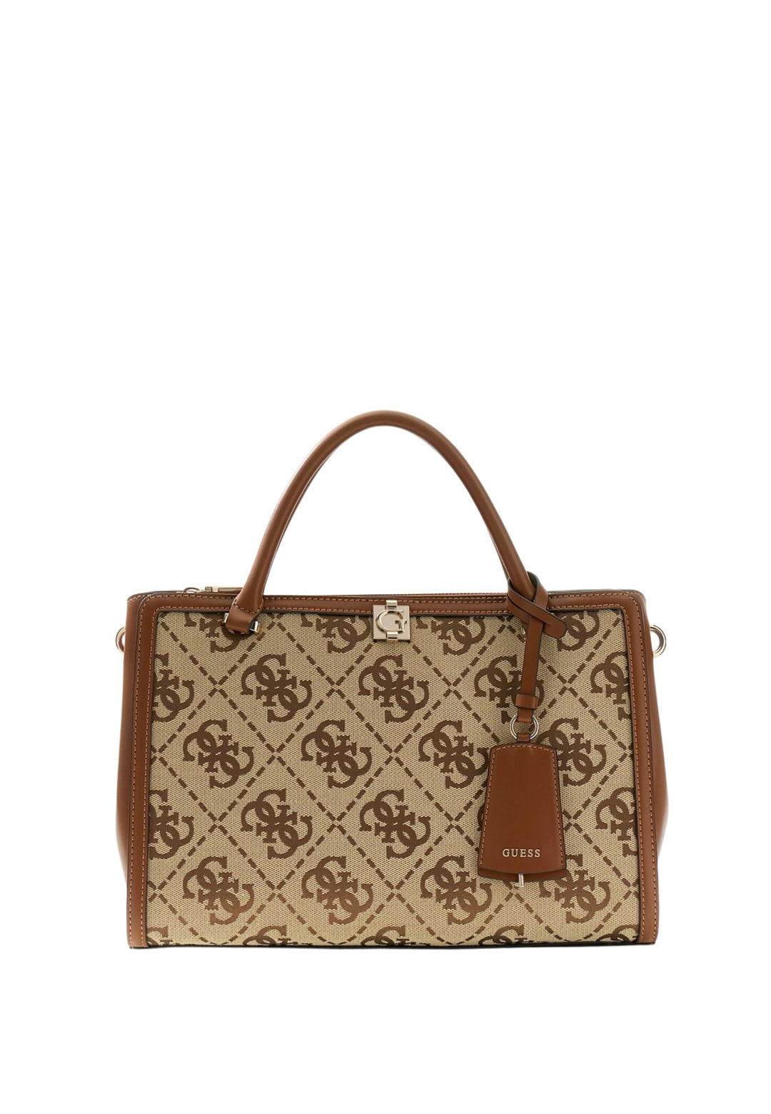 Mala de mão Guess Audrey Monogramme Logótipo Latte