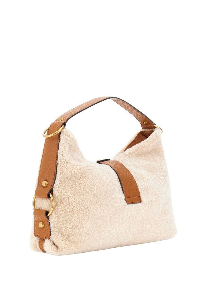 Guess Sak Samia mat Klapp-Schëllerbeutel Natur/Cognac WB930818