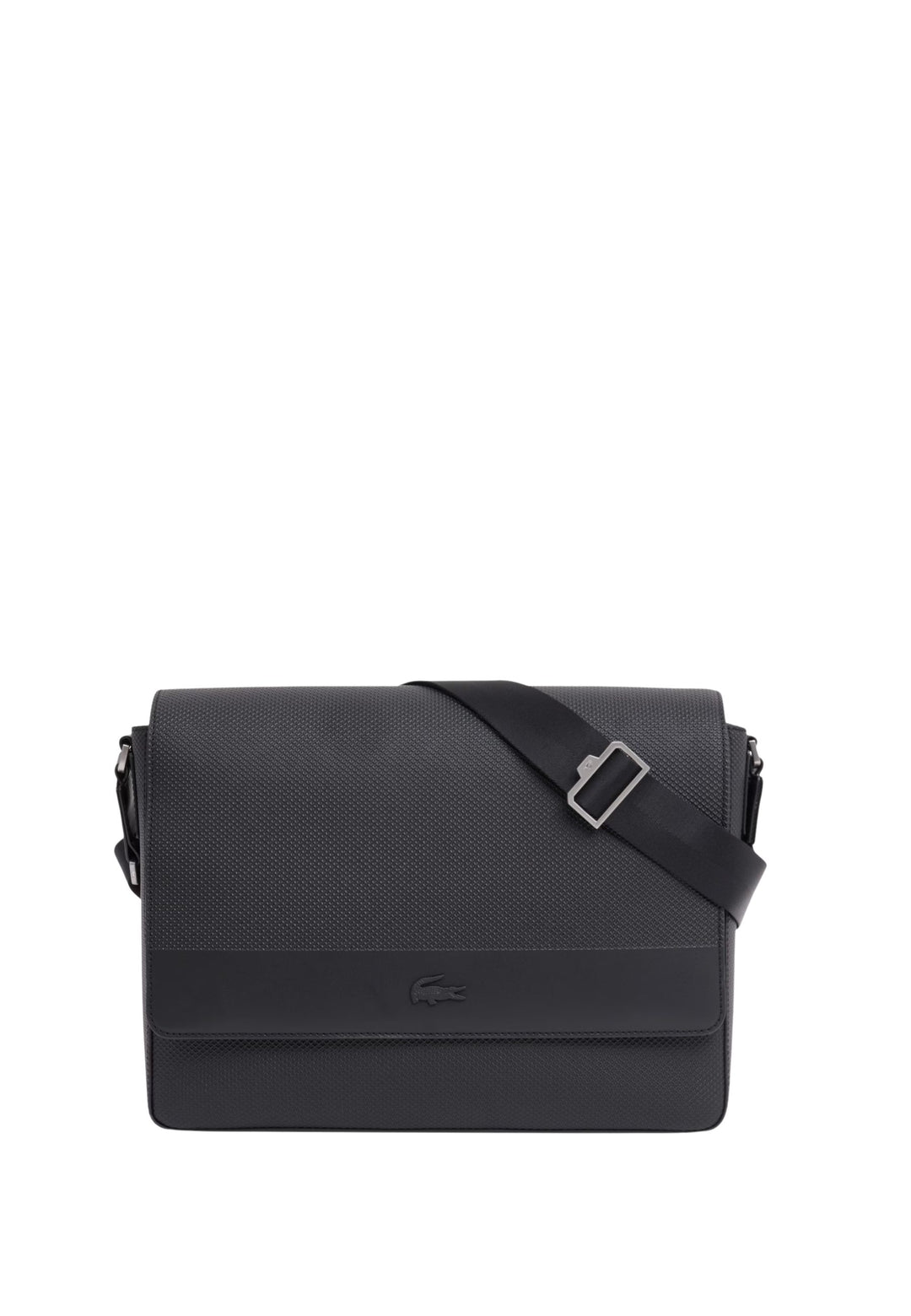 Lacoste Veľká messenger taška Chantaco koža Čierna
