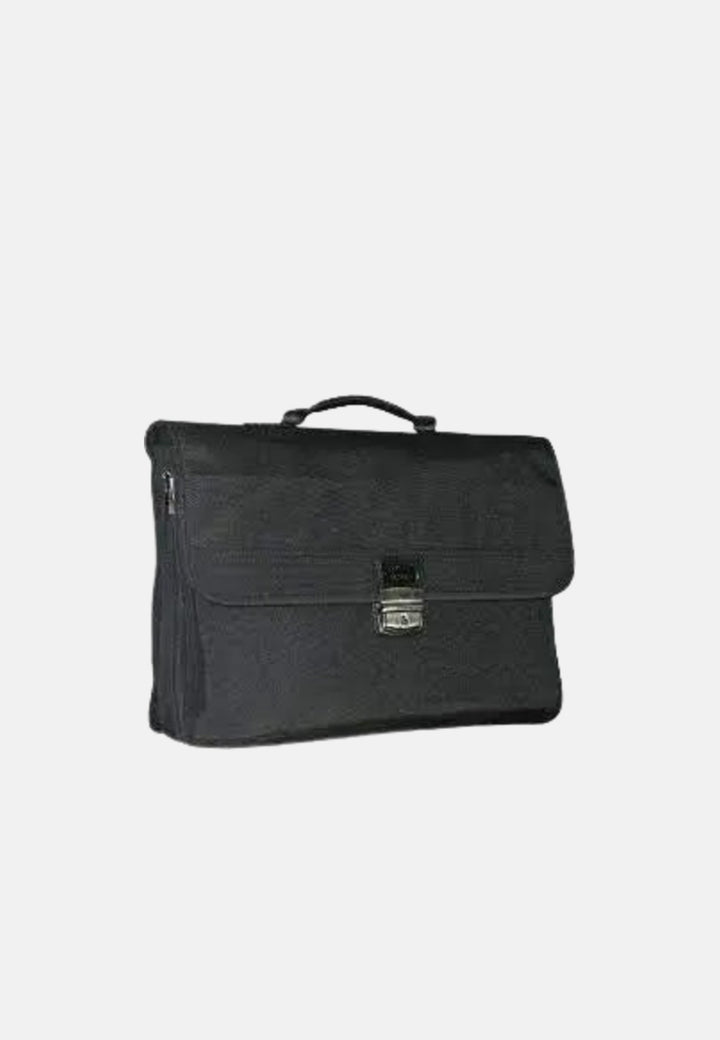 Documentenmap van canvas en leer met 3 vakken 8053