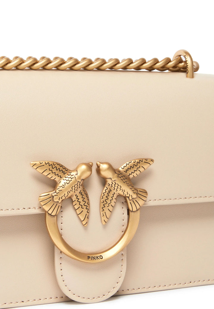 Pinko Borsa a Patta Love One Mini in Vitello Seta Beige A0F1C50Q