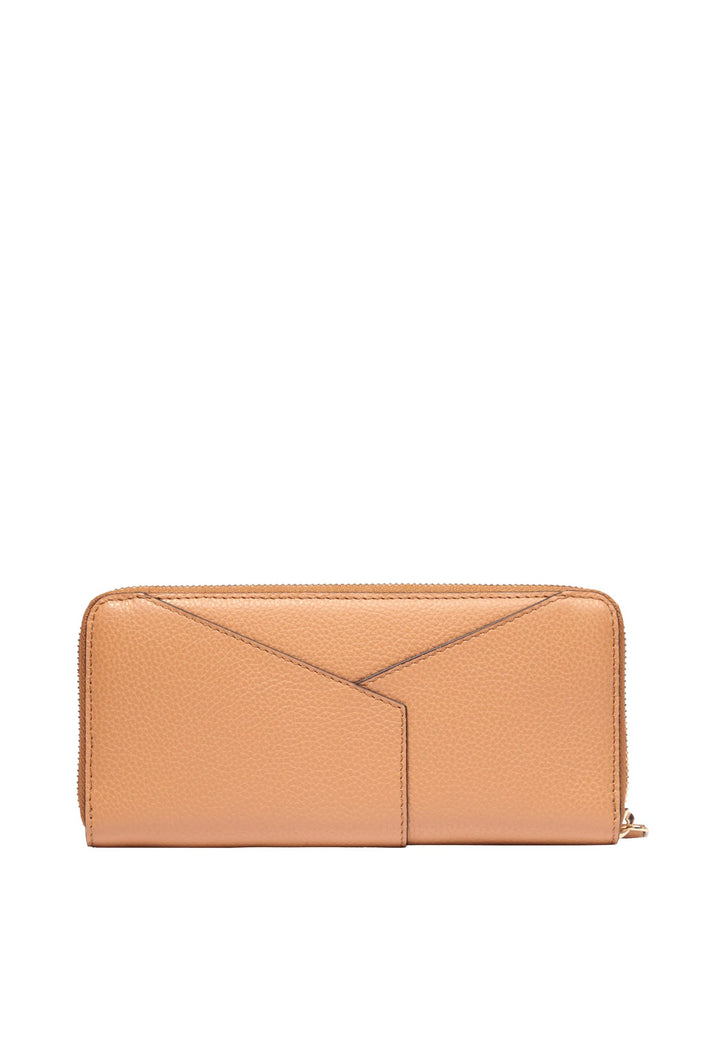 Lancel Enveloppe Portefeuille Long Zippé Cuir Camel