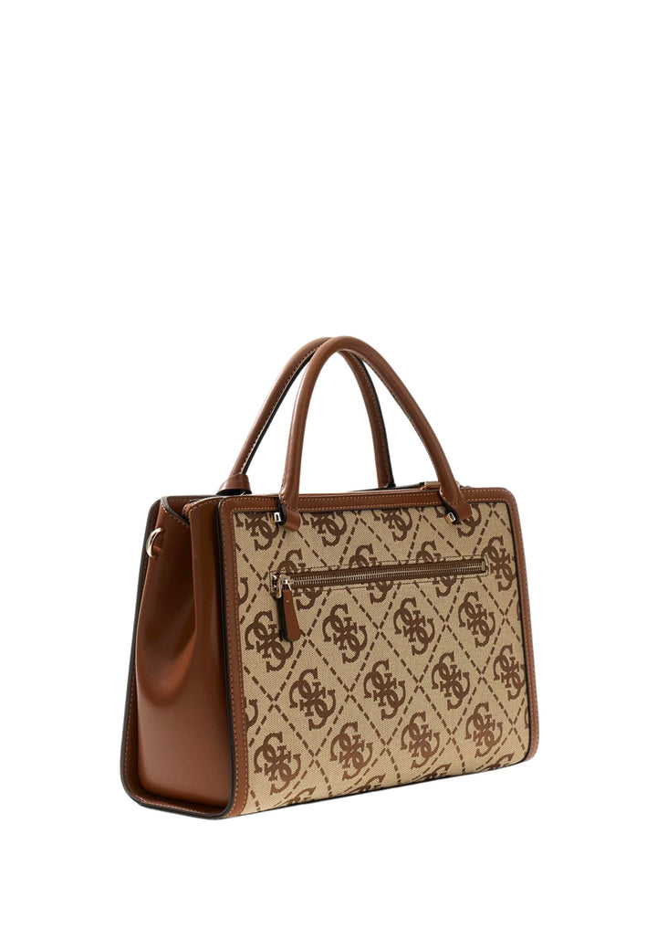 Mala de mão Guess Audrey Monogramme Logótipo Latte
