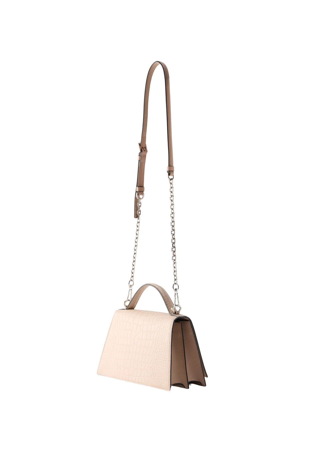 Karl Lagerfeld Sac Bandoulière Signature 2.0 Croco Medium Cuir Rose Nude