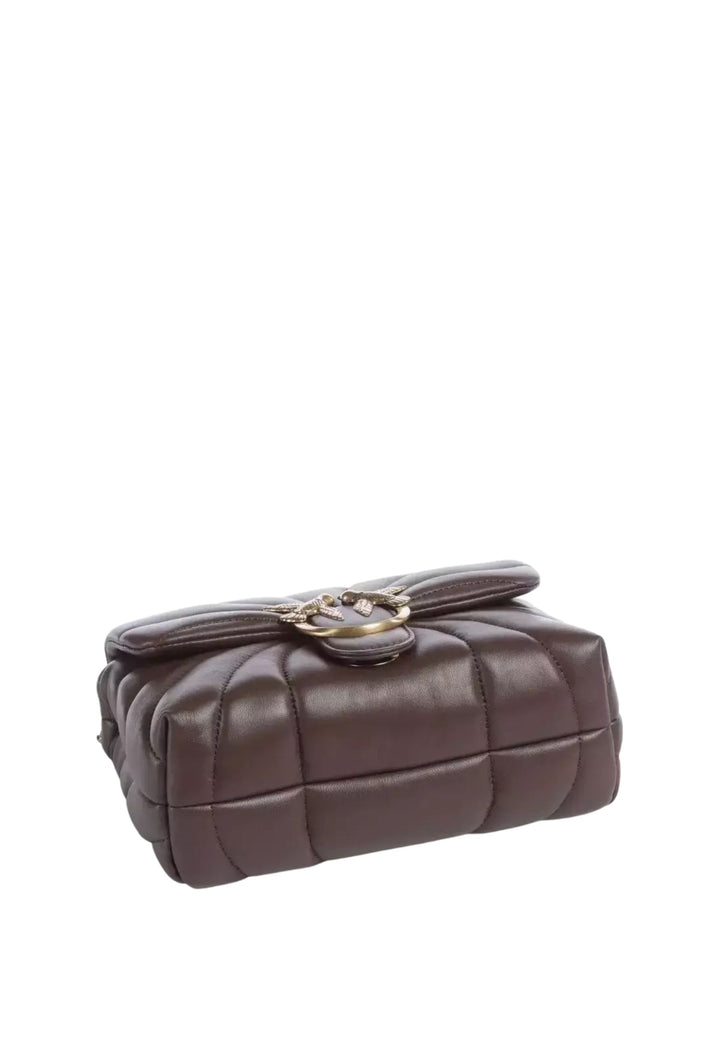 Pinko Love Puff Mini Flap Bag in Sheepskin Nappa Brown A1EXL74Q