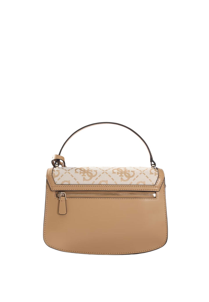 Guess Taška s klopnou Audrey Monogramme béžové logo