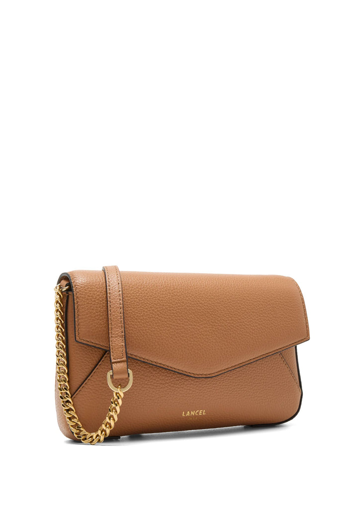 Lancel Enveloppe Pochette Chaîne Porte-Cartes Amovible Cuir Camel