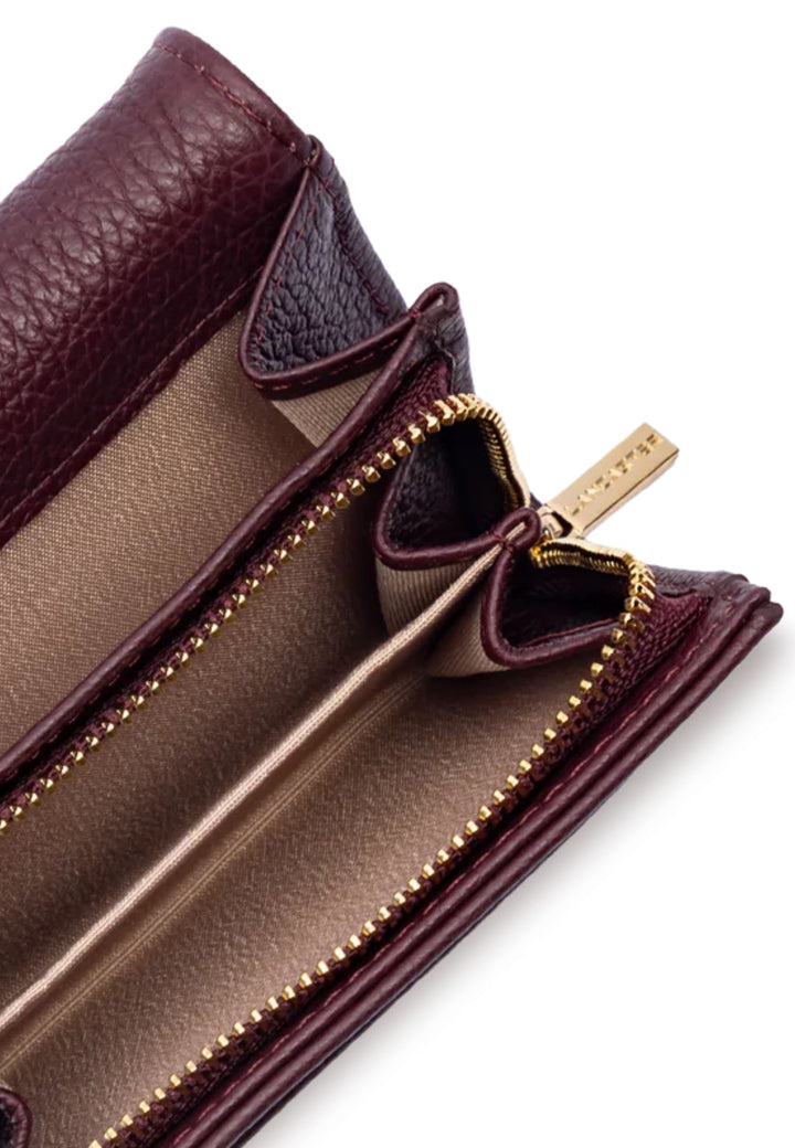 Lancaster Portefeuille A rabat avec pression Dune Cuir Bordeaux Foncé