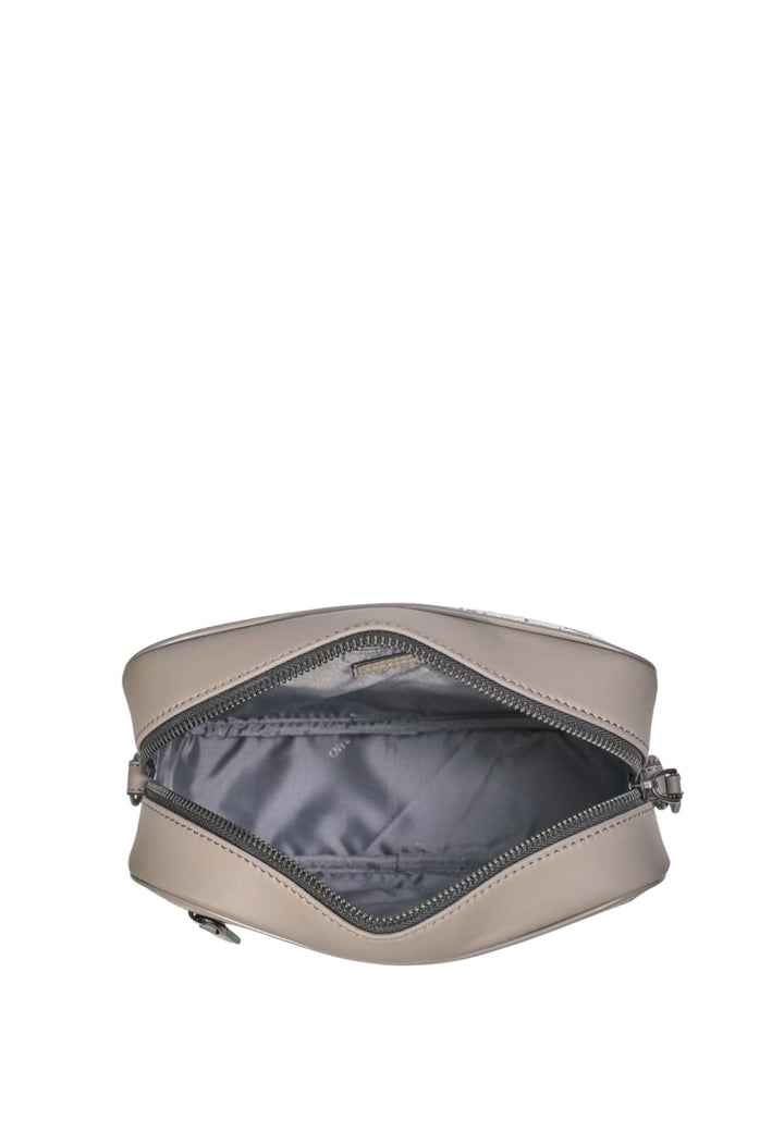 Chabrand Sacoche en toile enduite garnie cuir Ecru Gris