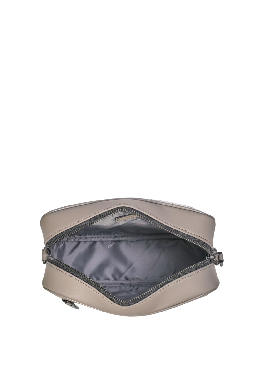 Chabrand Sacoche en toile enduite garnie cuir Ecru Gris