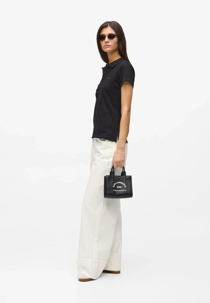 Karl Lagerfeld Cabas Carré Mini Grainé Blanc & Noir