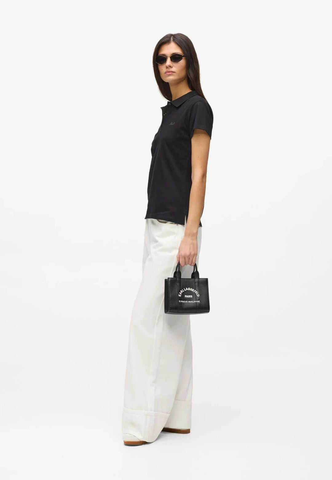 Karl Lagerfeld Cabas Carré Mini Grainé Blanc & Noir