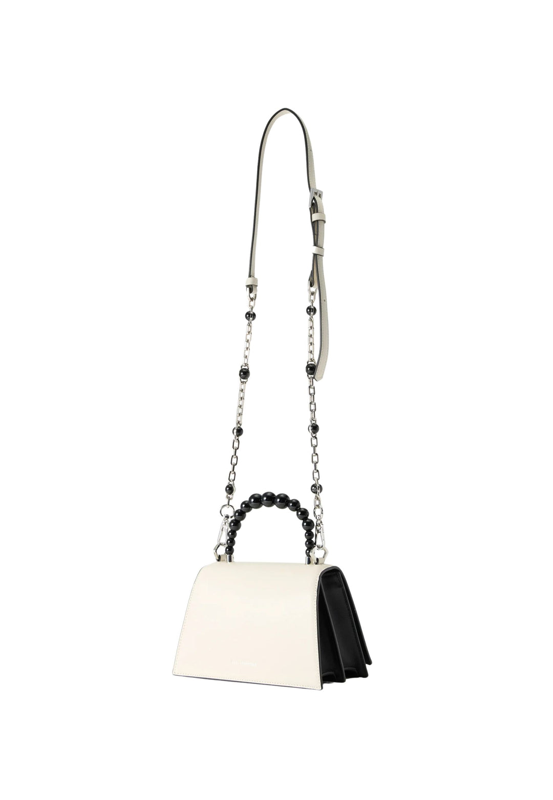Karl Lagerfeld Sac Bandoulière Signature 2.0 Perles Cuir Noir & Blanc