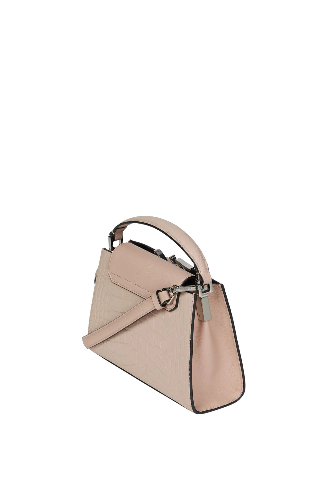 Karl Lagerfeld Sac Bandoulière Signature Mini Croco Cuir Rose Nude