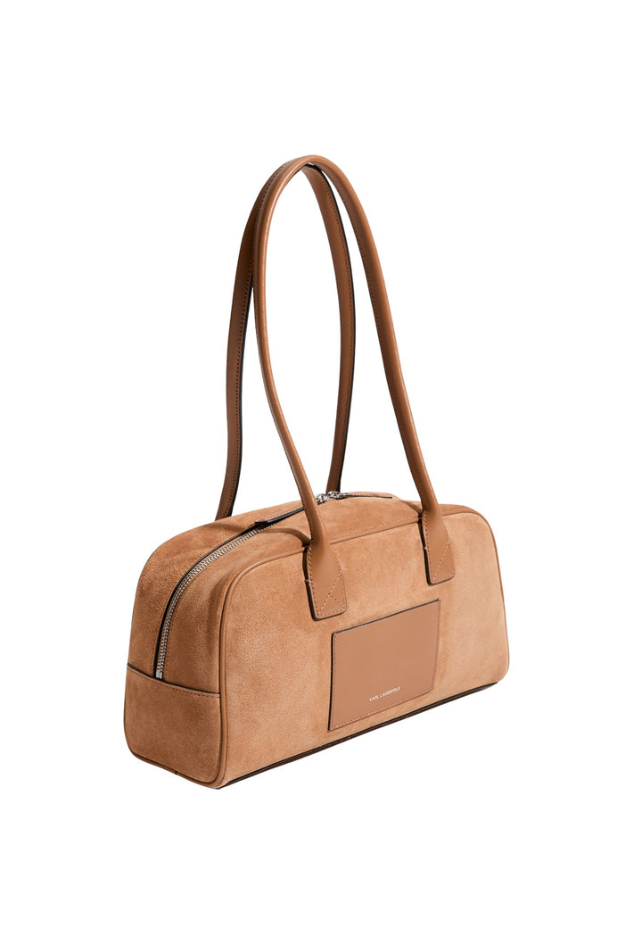 Karl Lagerfeld Sac Bandoulière Zippé Daim Caramel