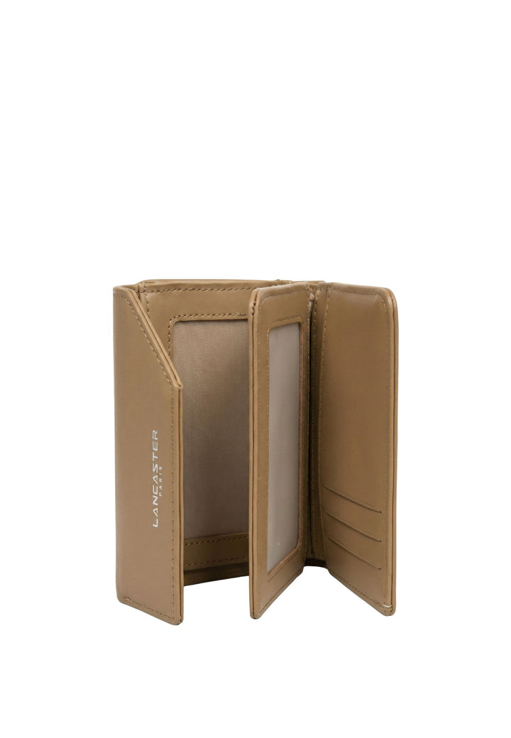 Lancaster Portemonnee rug aan rug Met klep en drukknoop Smooth 137-02 Praline