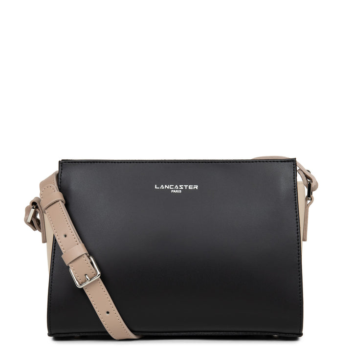Lancaster cipzáras válltáska S sima 437-02 Fekete - világos bézs - sötét bézs