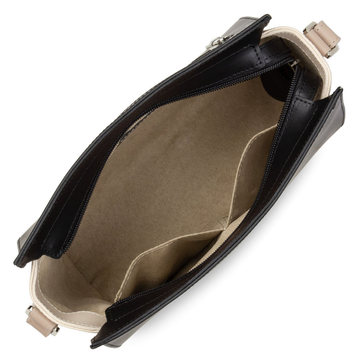 Lancaster cipzáras válltáska S sima 437-02 Fekete - világos bézs - sötét bézs