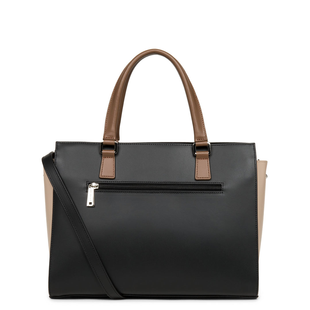 Lancaster Sac cabas main Zippée L Smooth 437-04 Noir - Nude - Vison