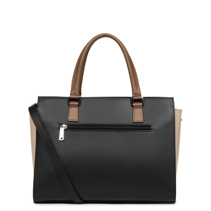Lancaster Sac cabas main Zippée L Smooth 437-04 Noir - Nude - Vison