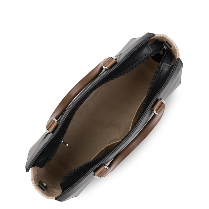 Lancaster Sac cabas main Zippée L Smooth 437-04 Noir - Nude - Vison