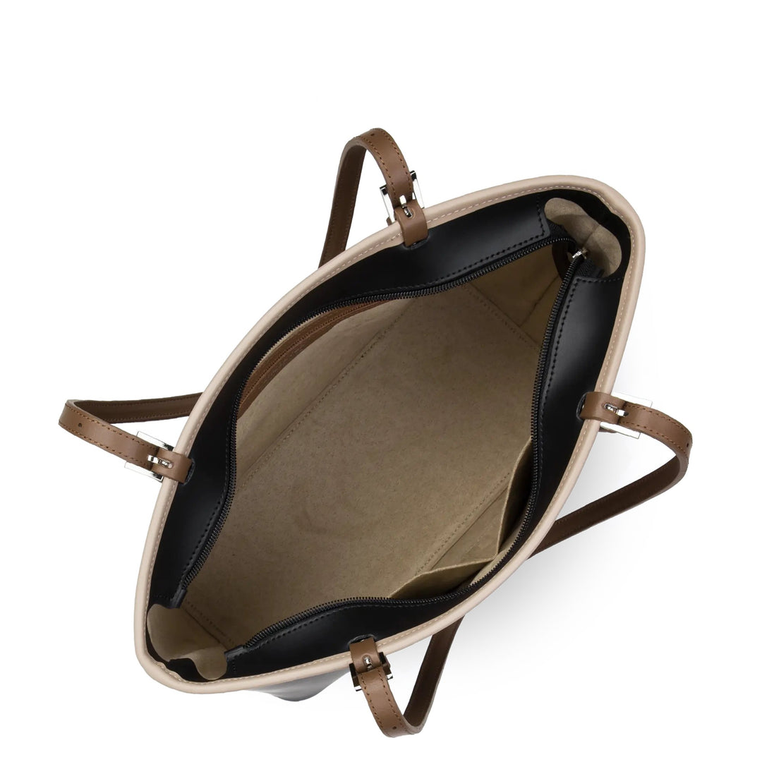 Lancaster Borsa Shopper Smooth Spalla M 437-07 Noir/Nude/Vison