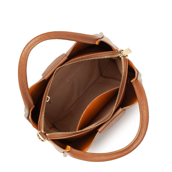 Bolso de mano Lancaster Aimantée S Ida Double 470-83 Camel - In - Naranja