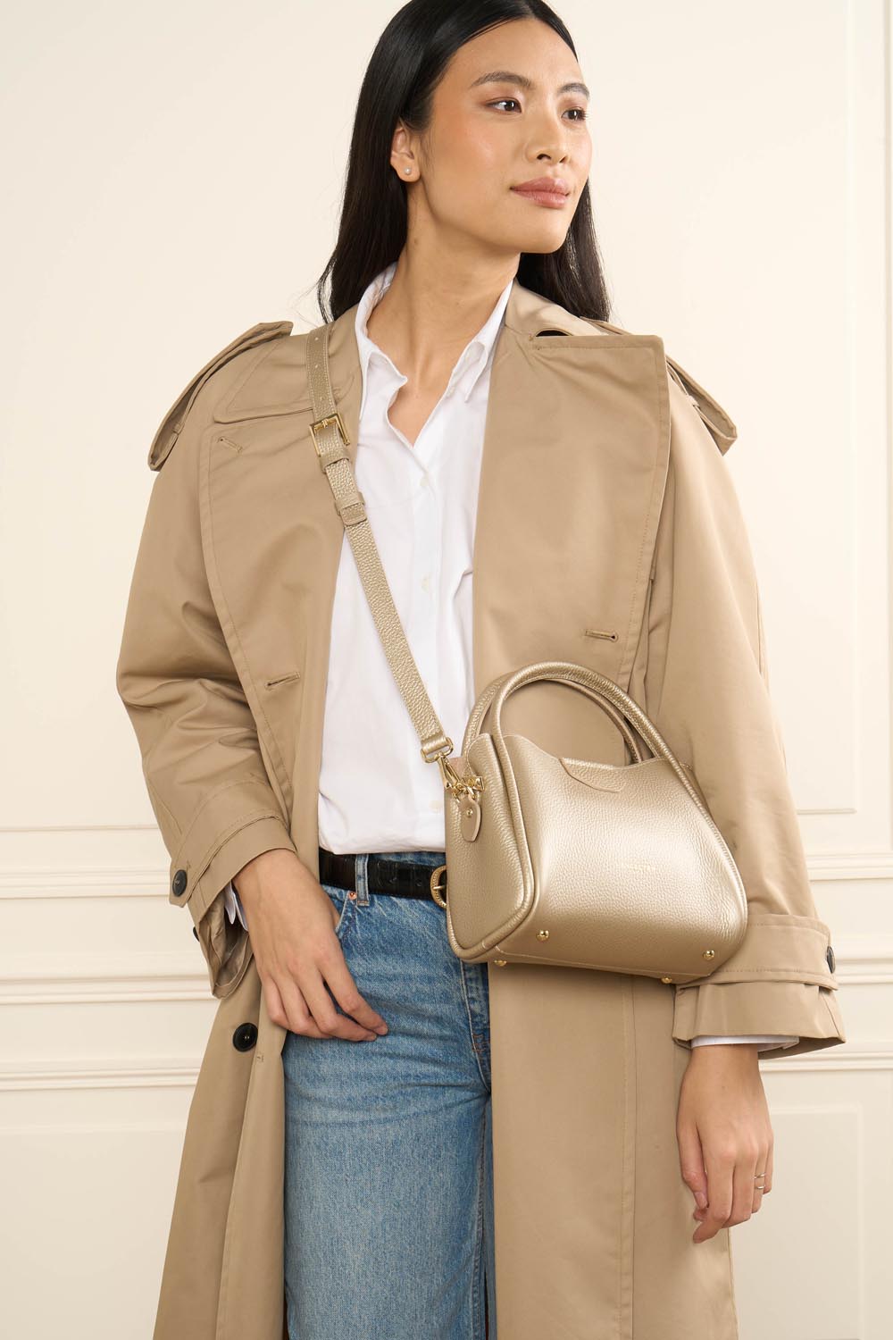 Lancaster Sac à main Aimantée S Ida Double 470-83 Or Pâle - In - Nude