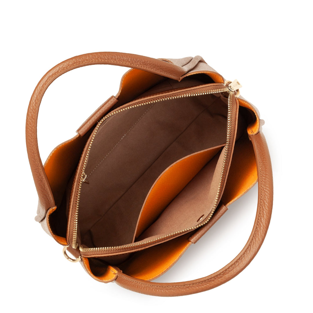 Lancaster Sac à main Aimantée M Ida Double 470-84 Camel - In - Orange